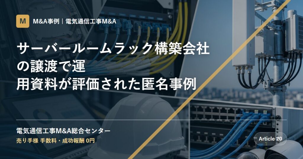 サーバールームラック構築会社の譲渡で運用資料が評価された匿名事例 - 電気通信工事M&A総合センター