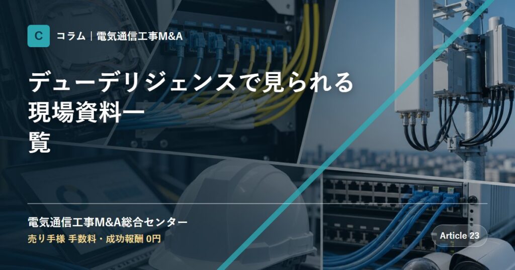 デューデリジェンスで見られる現場資料一覧 - 電気通信工事M&A総合センター