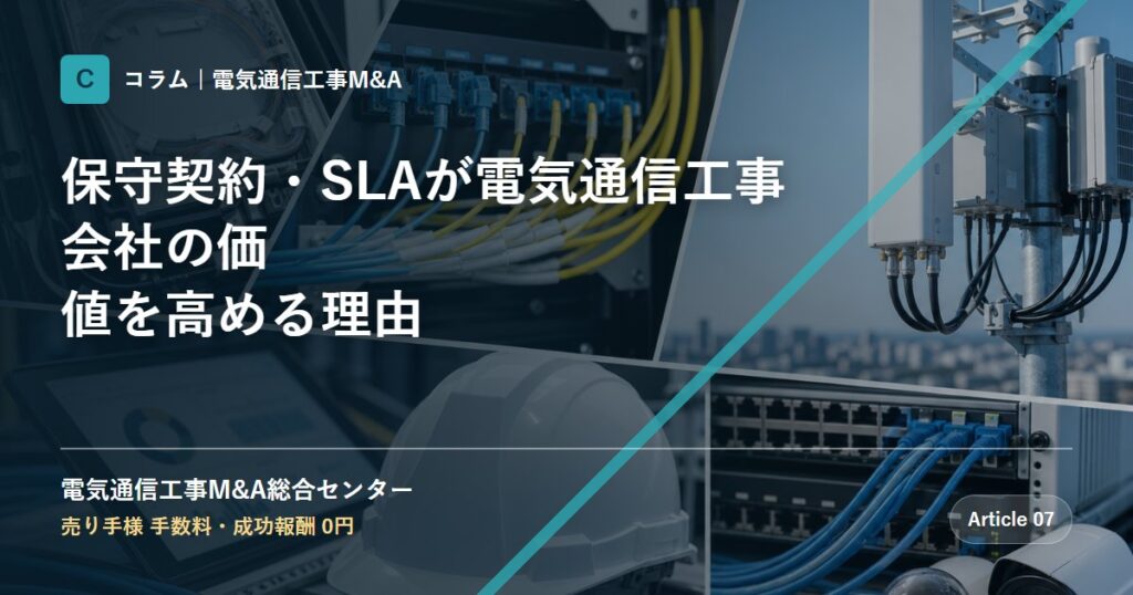 保守契約・SLAが電気通信工事会社の価値を高める理由 - 電気通信工事M&A総合センター