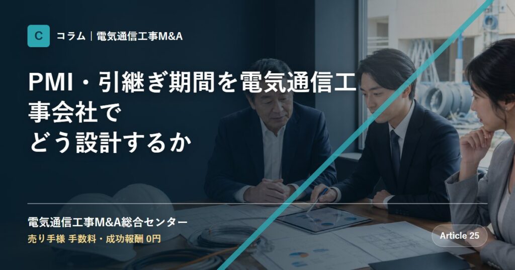 PMI・引継ぎ期間を電気通信工事会社でどう設計するか - 電気通信工事M&A総合センター