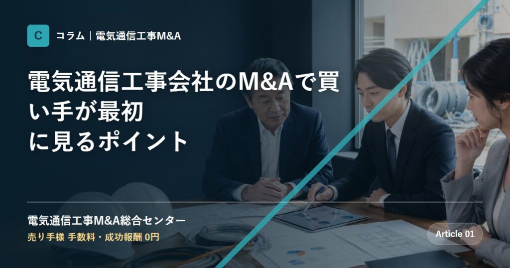 電気通信工事会社のM&Aで買い手が最初に見るポイント - 電気通信工事M&A総合センター