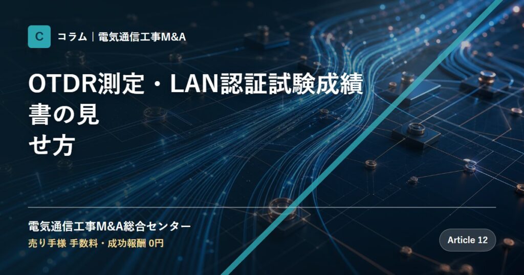 OTDR測定・LAN認証試験成績書の見せ方 - 電気通信工事M&A総合センター